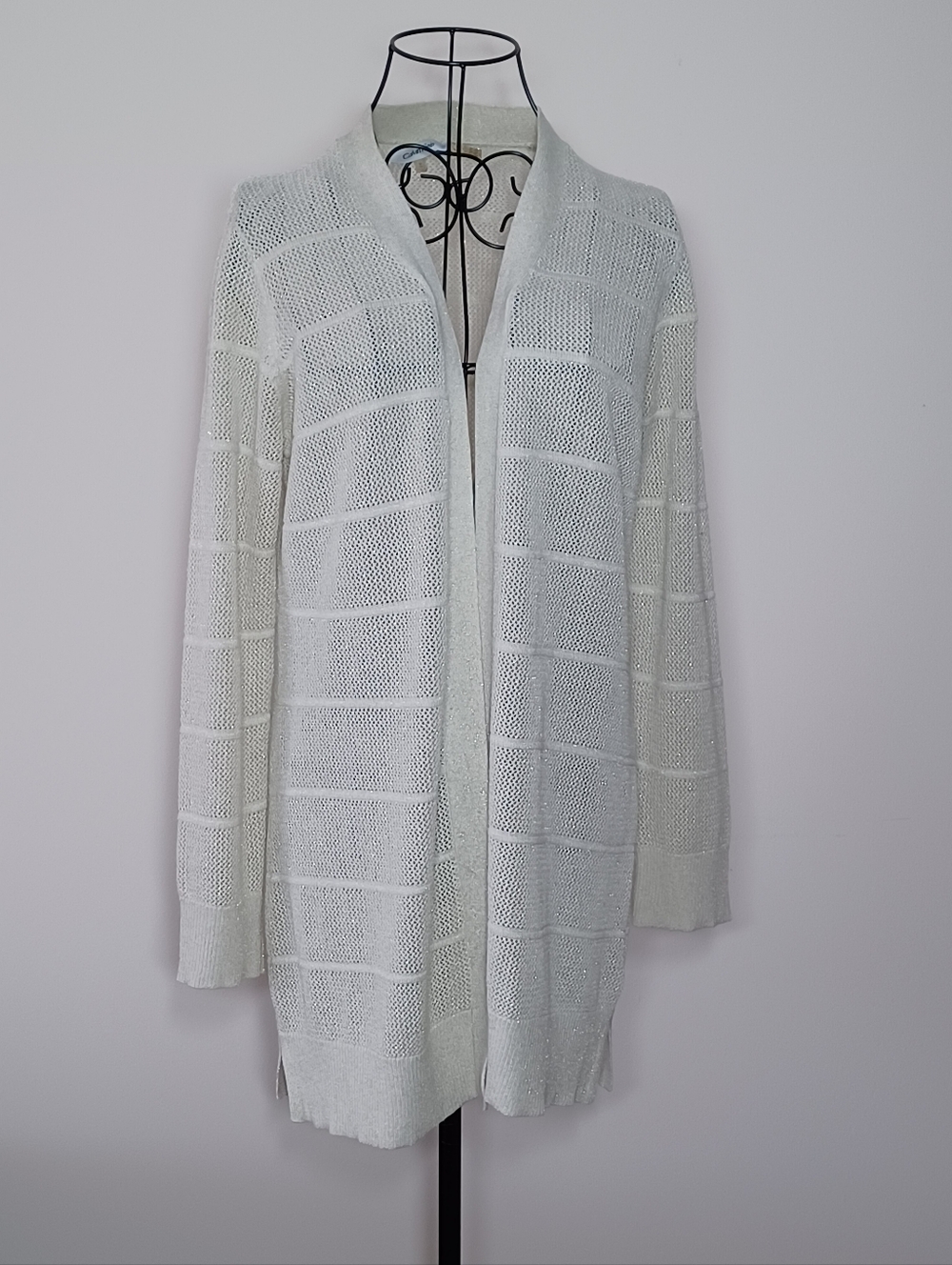 Calvin Klein Open Knit Metallic Shimmer Cardigan- Size M